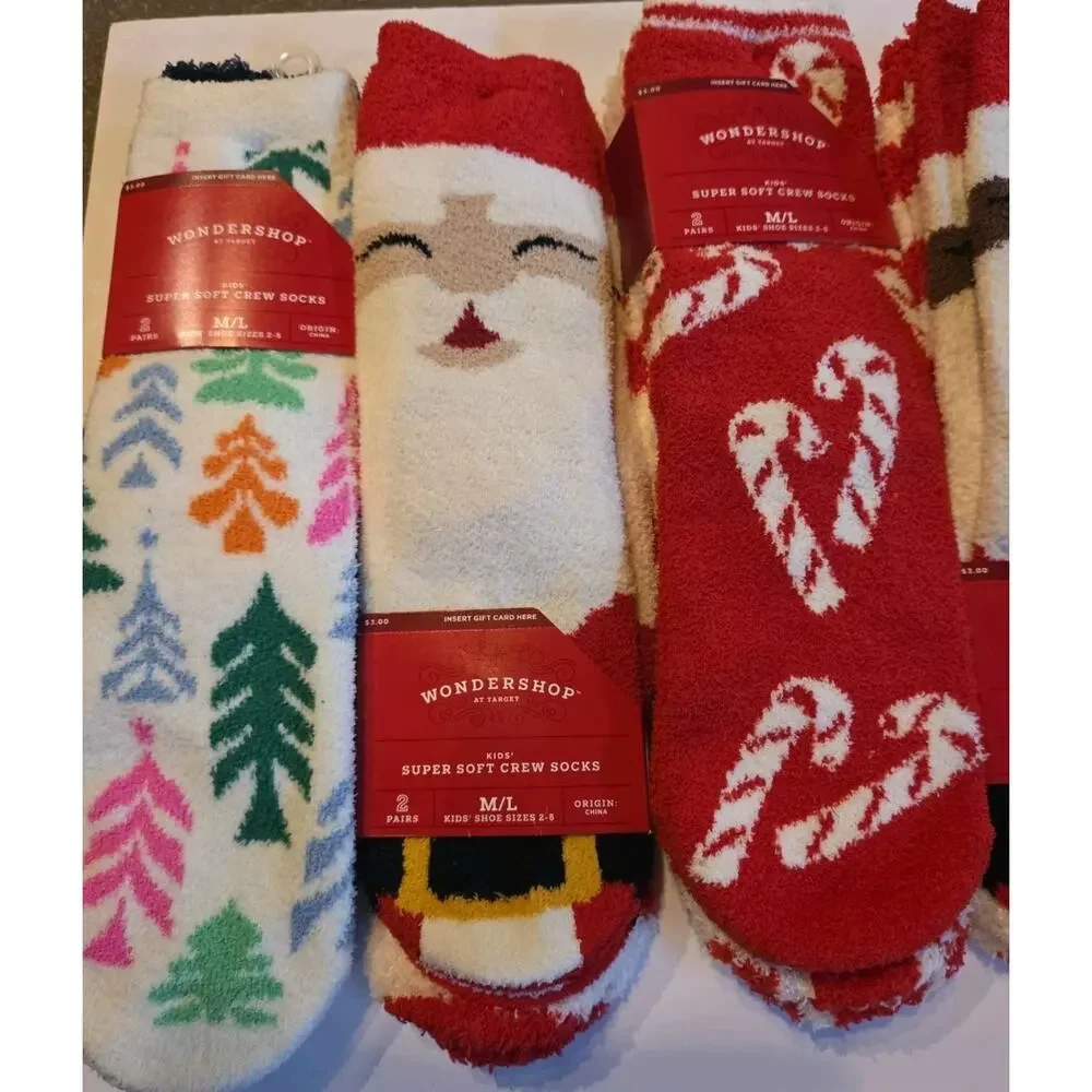 NWT Target Wondershop Kids Fuzzy Socks Lot 10 Pairs M/L Size 2-5 Christmas Crew